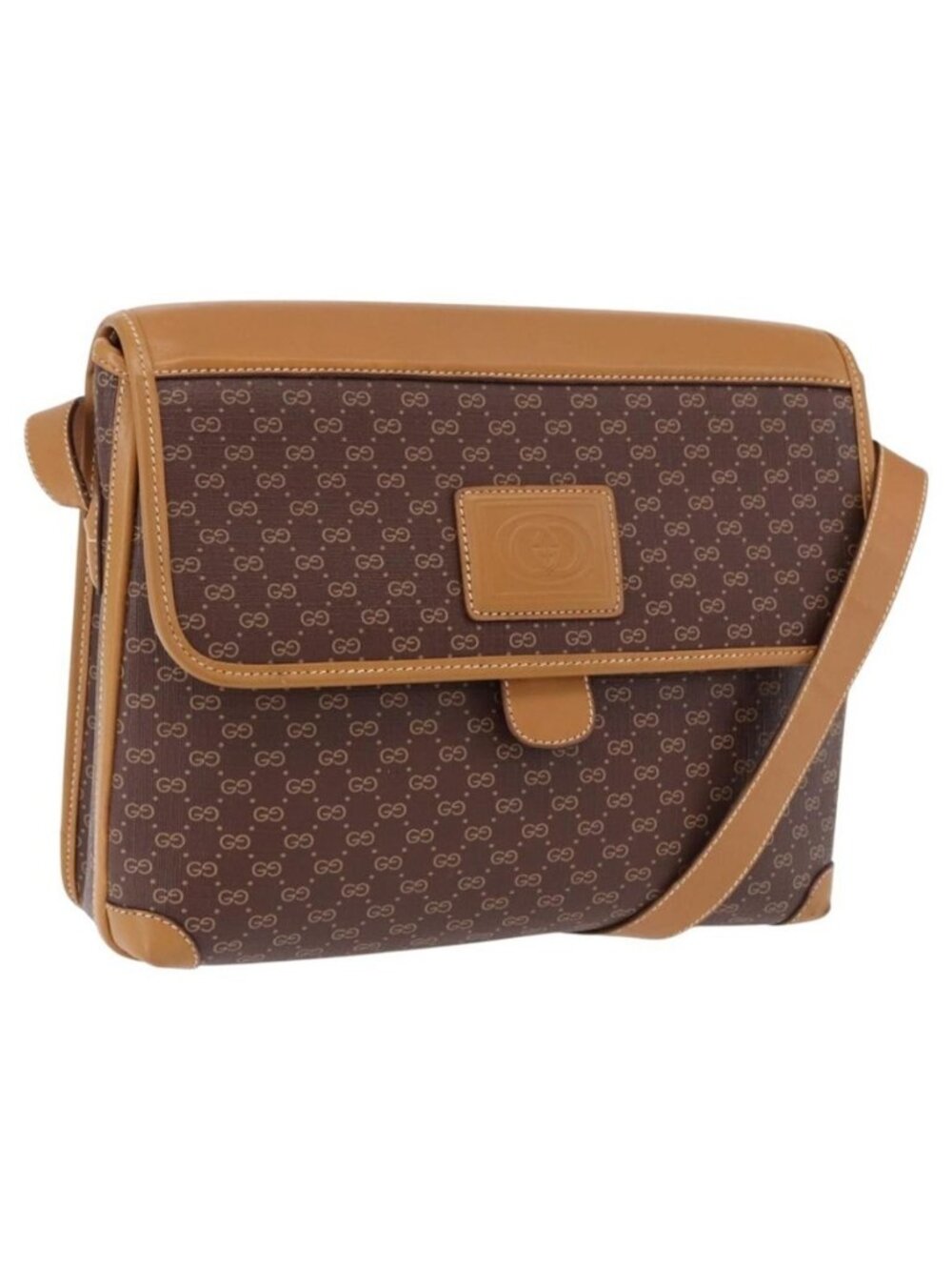 Authentic GUCCI Micro GG Supreme Shoulder Bag PVC Brown Gold 001 261 0688